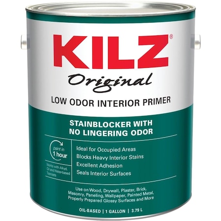 Kilz Original Low Odor Oil-Based Interior Primer Sealer Stainblocker, White, 1 Gal. 10041